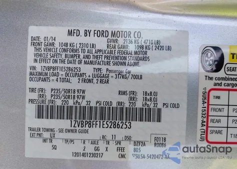 2014 Ford Mustang Gt Premium из США, поврежденный, VIN 1ZVBP8FF1E5286253